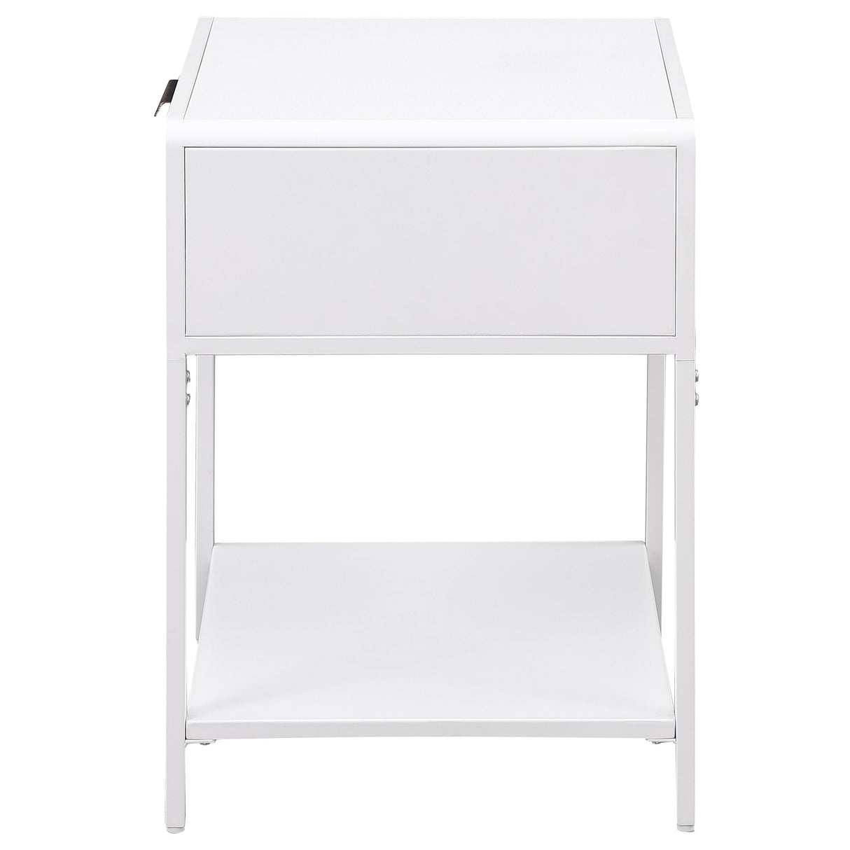 Amherst White 1-Drawer Radio Weave Rattan Metal Side Table from Coaster - Luna Furniture