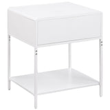 Amherst White 1-Drawer Radio Weave Rattan Metal Side Table from Coaster - Luna Furniture