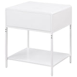 Amherst White 1-Drawer Radio Weave Rattan Metal Side Table from Coaster - Luna Furniture