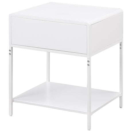 Amherst White 1-Drawer Radio Weave Rattan Metal Side Table from Coaster - Luna Furniture