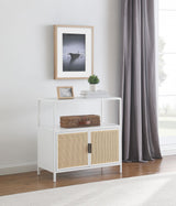Amherst White 2-Door Radio Weave Cane Metal Accent Cabinet from Coaster - Luna Furniture