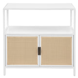 Amherst White 2-Door Radio Weave Cane Metal Accent Cabinet from Coaster - Luna Furniture