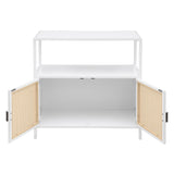 Amherst White 2-Door Radio Weave Cane Metal Accent Cabinet from Coaster - Luna Furniture