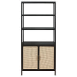 Amherst Black 3-Shelf Radio Weave Cane Metal Accent Cabinet from Coaster - Luna Furniture