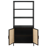 Amherst Black 3-Shelf Radio Weave Cane Metal Accent Cabinet from Coaster - Luna Furniture
