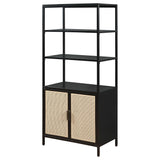 Amherst Black 3-Shelf Radio Weave Cane Metal Accent Cabinet from Coaster - Luna Furniture