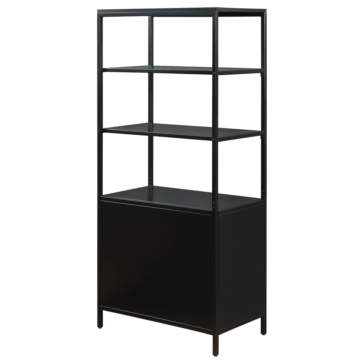 Amherst Black 3-Shelf Radio Weave Cane Metal Accent Cabinet from Coaster - Luna Furniture