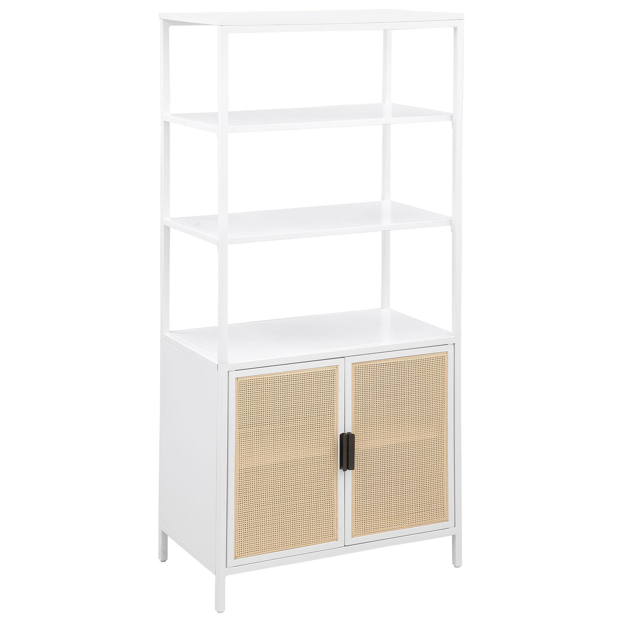 Amherst White 3-Shelf Radio Weave Cane Metal Accent Cabinet from Coaster - Luna Furniture