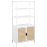 Amherst White 3-Shelf Radio Weave Cane Metal Accent Cabinet from Coaster - Luna Furniture