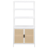 Amherst White 3-Shelf Radio Weave Cane Metal Accent Cabinet from Coaster - Luna Furniture