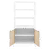 Amherst White 3-Shelf Radio Weave Cane Metal Accent Cabinet from Coaster - Luna Furniture