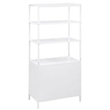 Amherst White 3-Shelf Radio Weave Cane Metal Accent Cabinet from Coaster - Luna Furniture