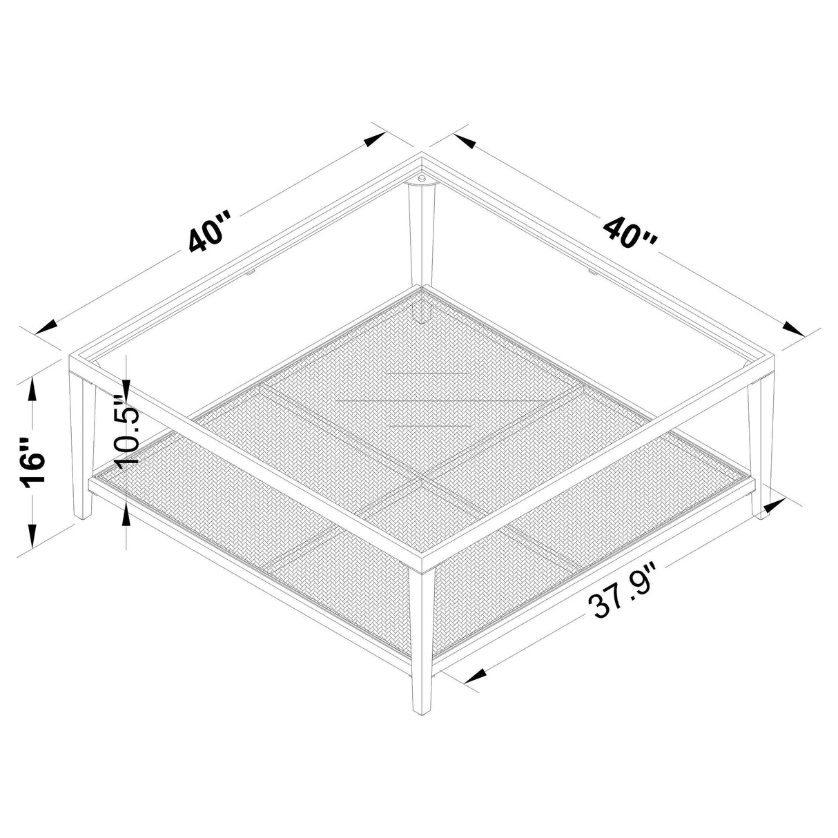 Amherst Black Glass Top Metal Coffee Table with Cane Shelf from Coaster - Luna Furniture