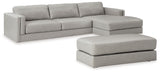 Amiata Glacier 2-Piece Sectional with Ottoman from Ashley - Luna Furniture