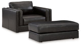 Amiata Chair and Ottoman in Onyx from Ashley Furniture - Luna Furniture