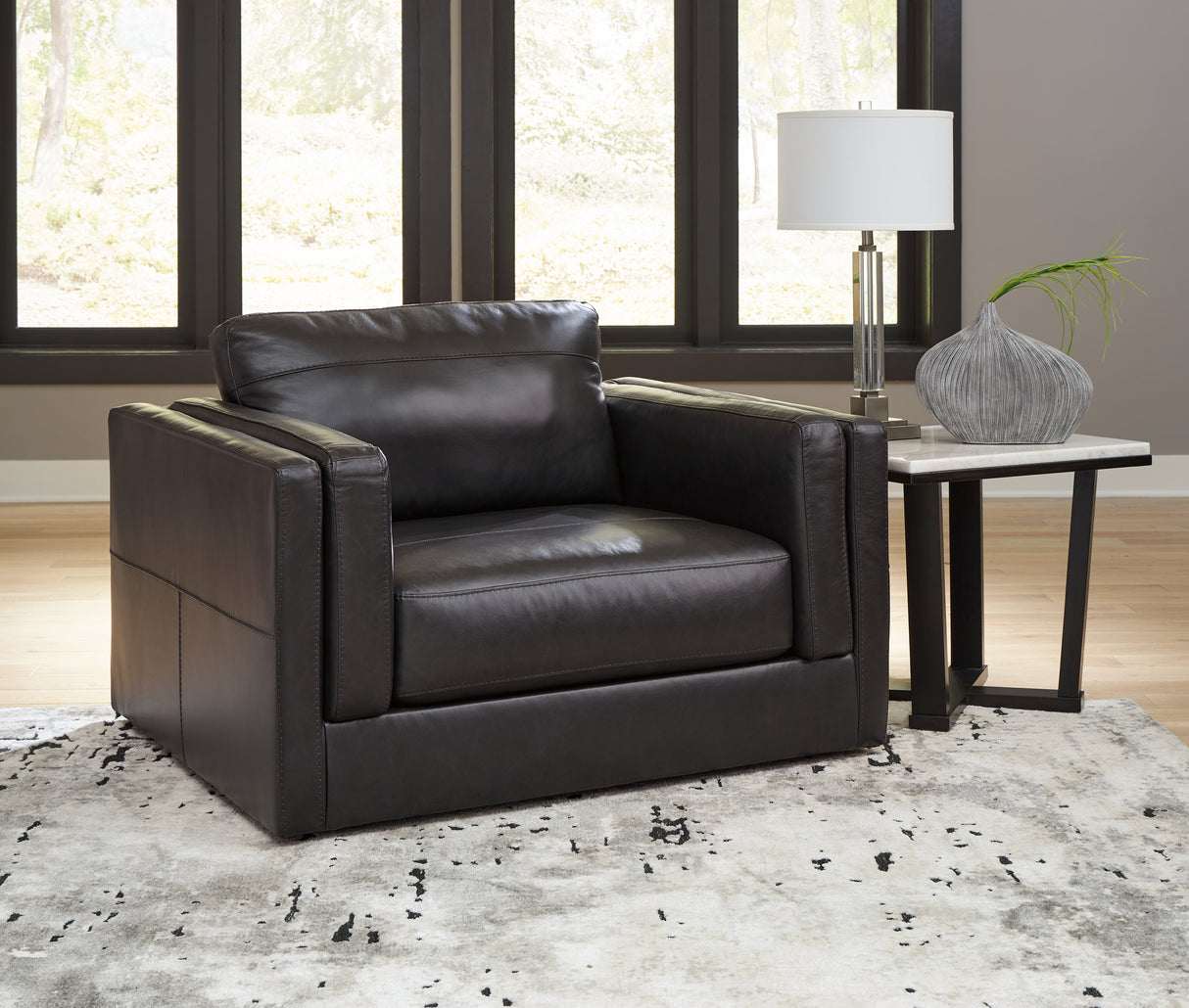 Amiata Chair and Ottoman in Onyx from Ashley Furniture - Luna Furniture