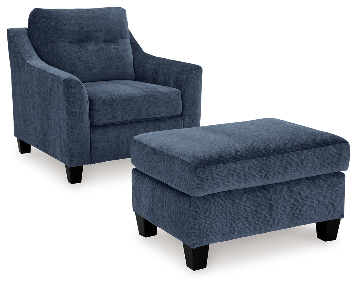 Amity Bay Chair and Ottoman in Ink from Ashley - Luna Furniture