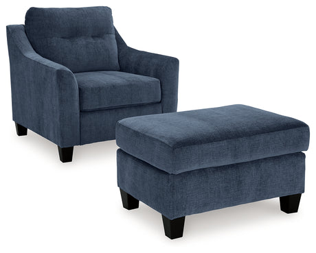Amity Bay Chair and Ottoman in Ink from Ashley - Luna Furniture