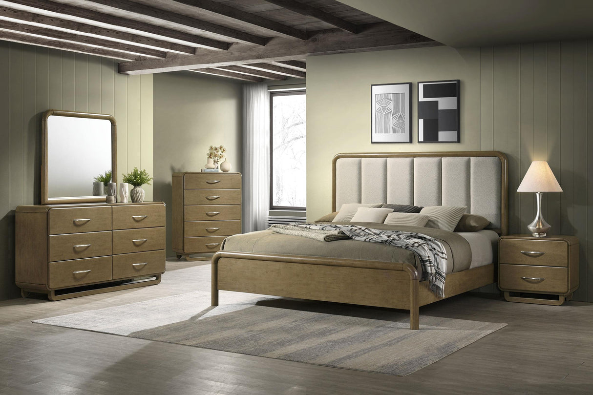 Amsbury Nutmeg Upholstered Queen Bed from Coaster - Luna Furniture