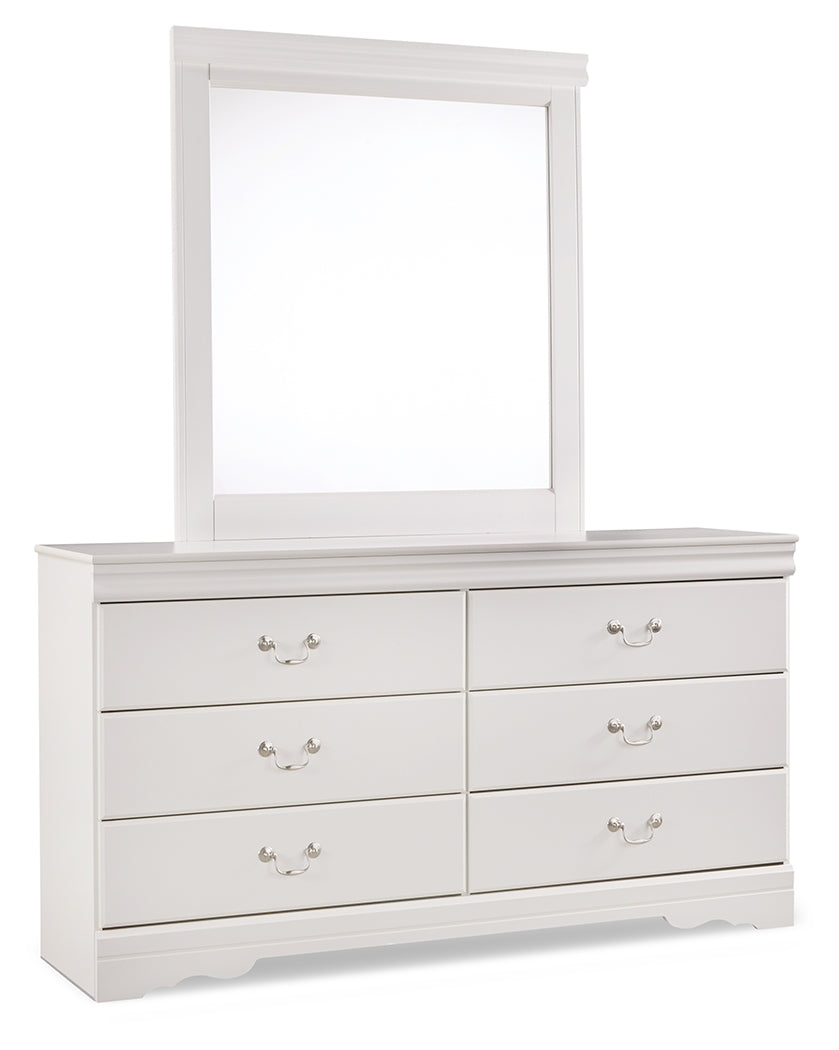 Anarasia White Full Sleigh Bed with Mirrored Dresser and 2 Nightstands from Ashley Furniture - Luna Furniture