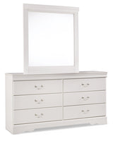 Anarasia White Full Sleigh Bed with Mirrored Dresser and 2 Nightstands from Ashley Furniture - Luna Furniture