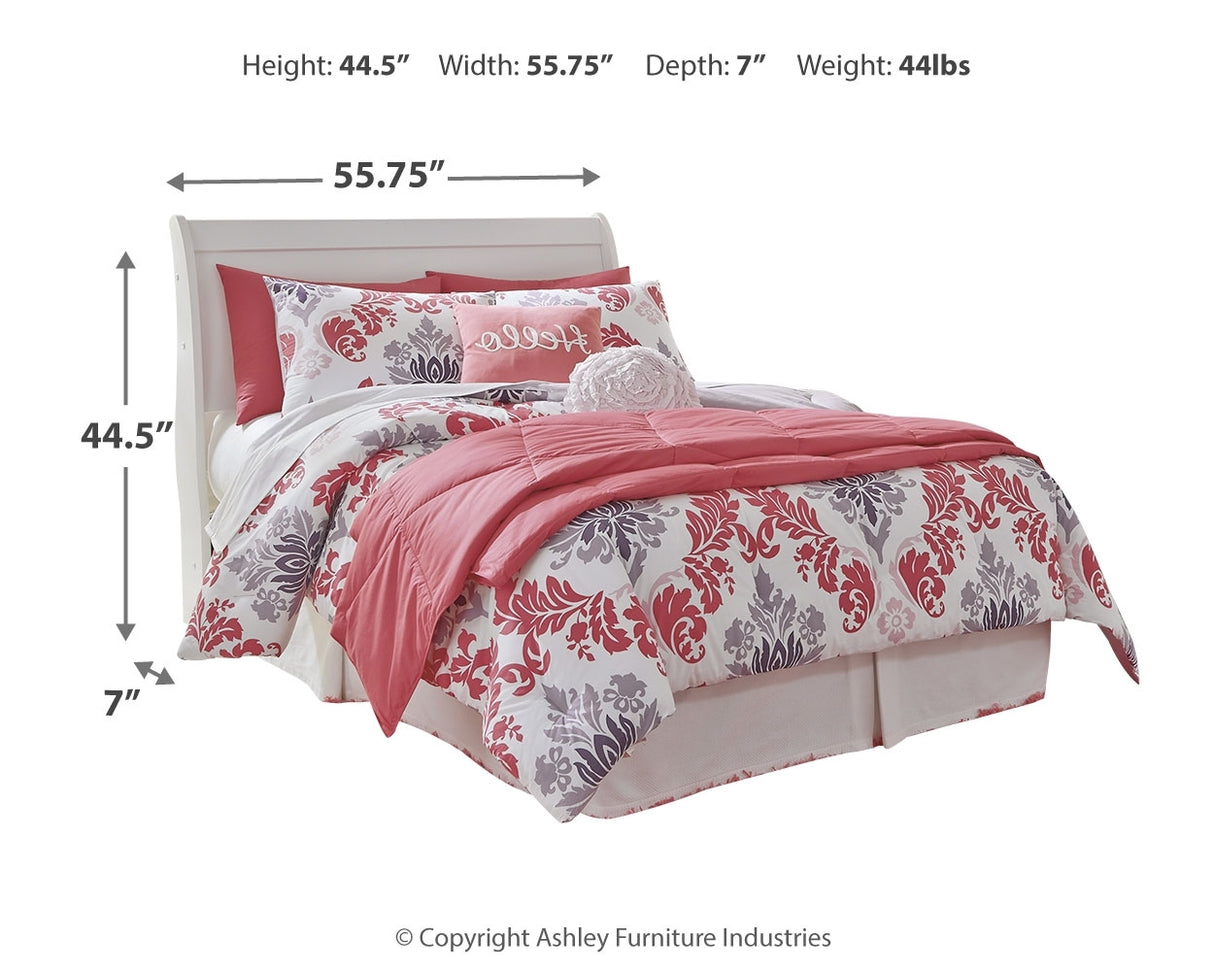 Anarasia White Full Sleigh Headboard Bed with Mirrored Dresser and 2 Nightstands from Ashley Furniture - Luna Furniture