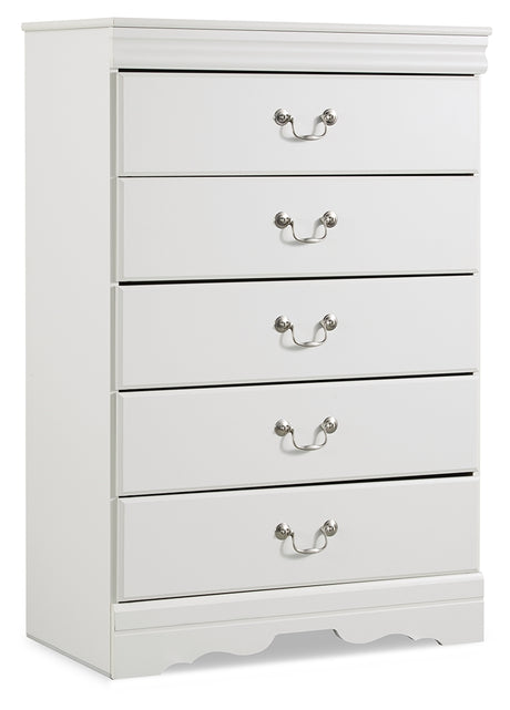 Anarasia White Full Sleigh Headboard Bed with Mirrored Dresser and Chest from Ashley Furniture - Luna Furniture