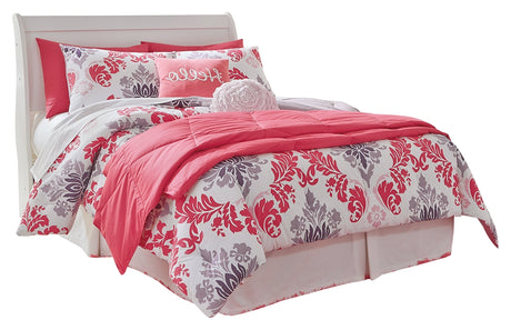 Anarasia White Full Sleigh Headboard Bed with Mirrored Dresser, Chest and Nightstand from Ashley Furniture - Luna Furniture