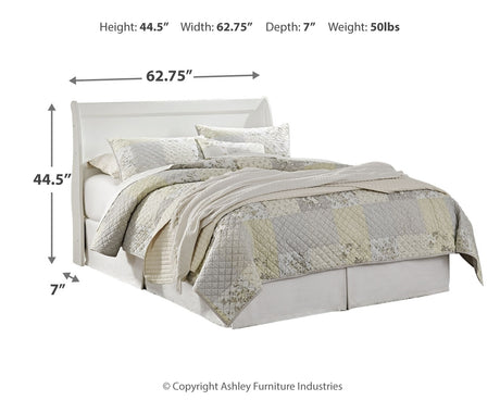Anarasia White Queen Sleigh Headboard Bed with Mirrored Dresser and 2 Nightstands from Ashley Furniture - Luna Furniture