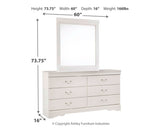 Anarasia White Queen Sleigh Headboard Bed with Mirrored Dresser and 2 Nightstands from Ashley Furniture - Luna Furniture