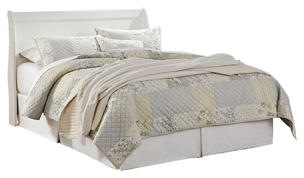 Anarasia White Queen Sleigh Headboard Bed with Mirrored Dresser and Chest from Ashley Furniture - Luna Furniture