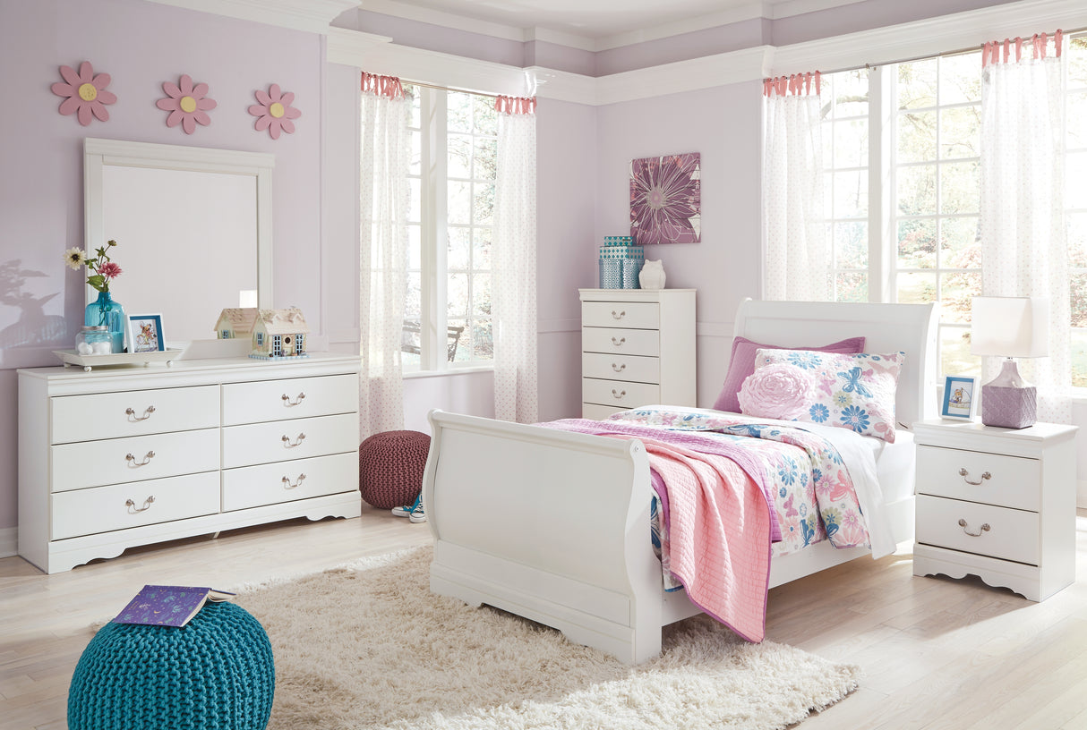 Anarasia White Twin Sleigh Bed with Dresser from Ashley Furniture - Luna Furniture