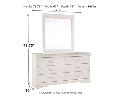 Anarasia White Twin Sleigh Bed with Mirrored Dresser, Chest and Nightstand from Ashley Furniture - Luna Furniture
