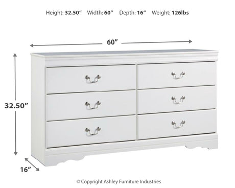 Anarasia White Twin Sleigh Headboard Bed with Dresser from Ashley Furniture - Luna Furniture