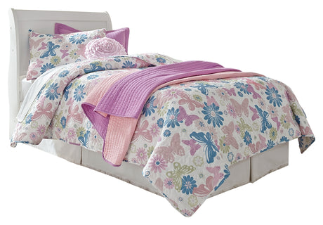Anarasia White Twin Sleigh Headboard Bed with Mirrored Dresser and Chest from Ashley Furniture - Luna Furniture