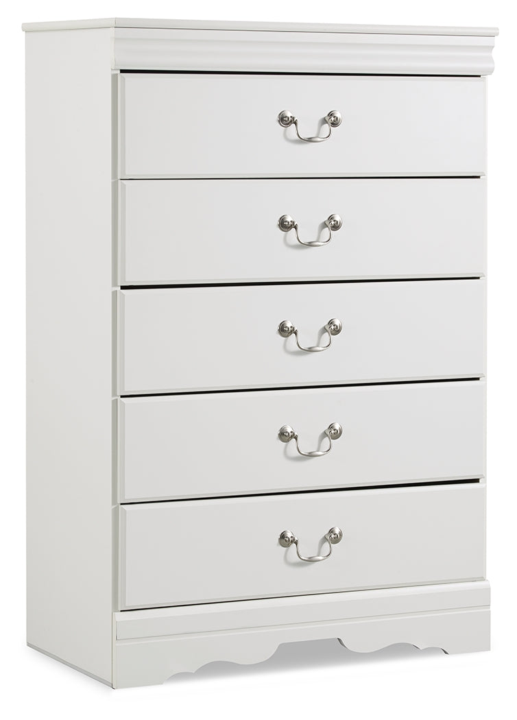 Anarasia White Twin Sleigh Headboard Bed with Mirrored Dresser and Chest from Ashley Furniture - Luna Furniture