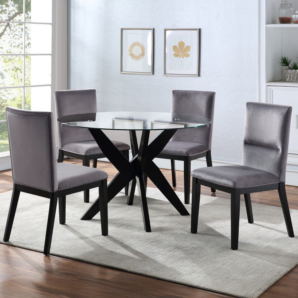 Amalie Side Chair, Grey Velvet, Set of 2 from Steve Silver - Luna Furniture