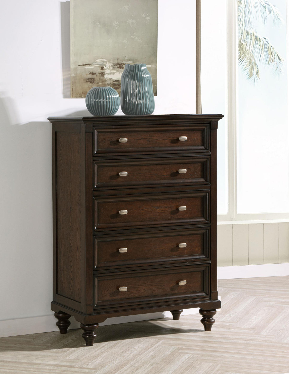Andover Dark Oak 5-Drawer Chest from Coaster - Luna Furniture