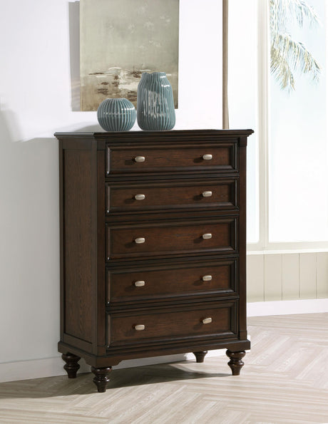 Andover Dark Oak 5-Drawer Chest from Coaster - Luna Furniture