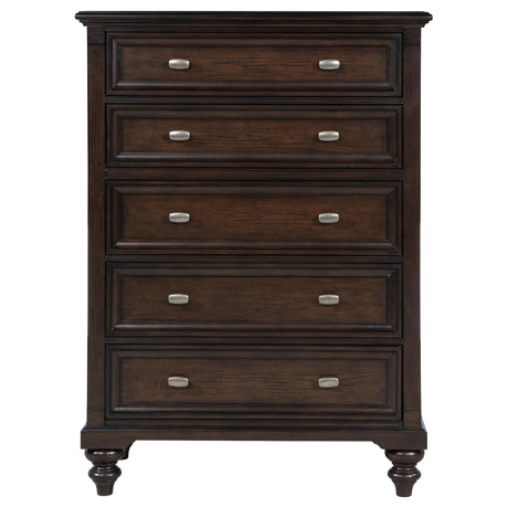 Andover Dark Oak 5-Drawer Chest from Coaster - Luna Furniture