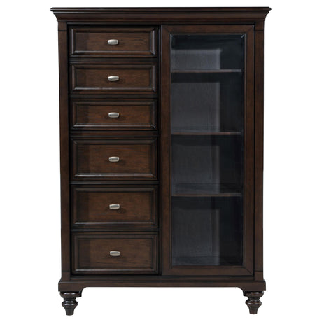 Andover Dark Oak 6-Drawer Tempered Glass Door Chest from Coaster - Luna Furniture