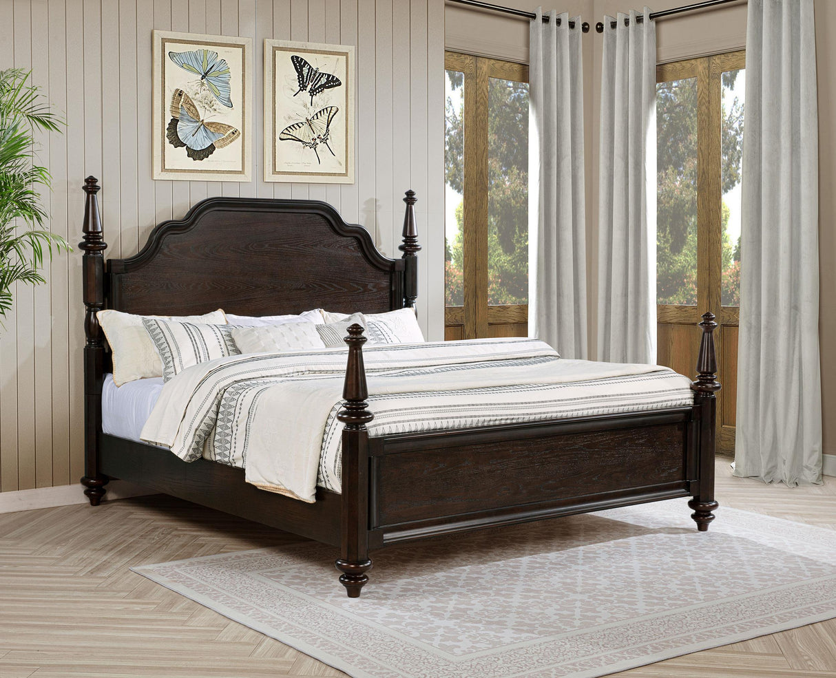 Andover Dark Oak Four Poster Eastern King Bed from Coaster - Luna Furniture