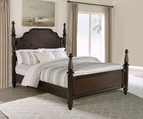 Andover Dark Oak Four Poster Queen Bed from Coaster - Luna Furniture