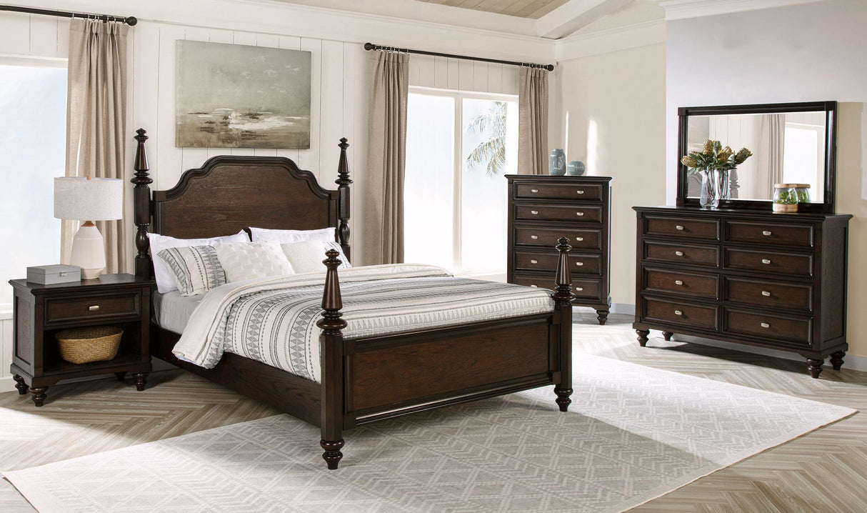 Andover Dark Oak Four Poster Queen Bed from Coaster - Luna Furniture