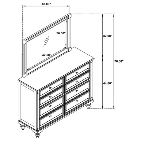 Andover Dark Oak 8-drawer Dresser and Mirror from Coaster - Luna Furniture