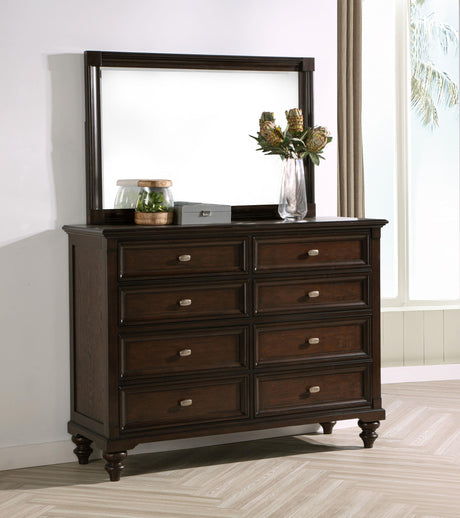 Andover Dark Oak 8-drawer Dresser and Mirror from Coaster - Luna Furniture