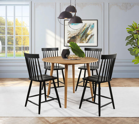 Andrews Light Ash and Black 5-Piece Round Counter Dining Set from Coaster - Luna Furniture