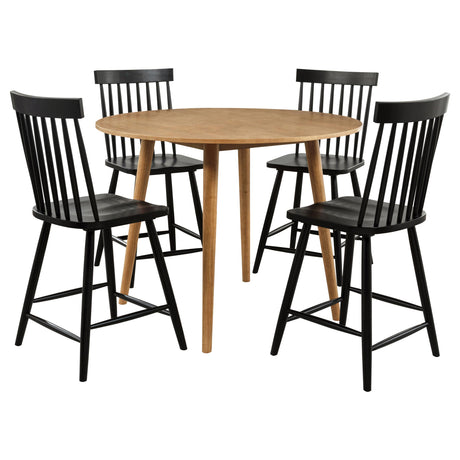 Andrews Light Ash and Black 5-Piece Round Counter Dining Set from Coaster - Luna Furniture
