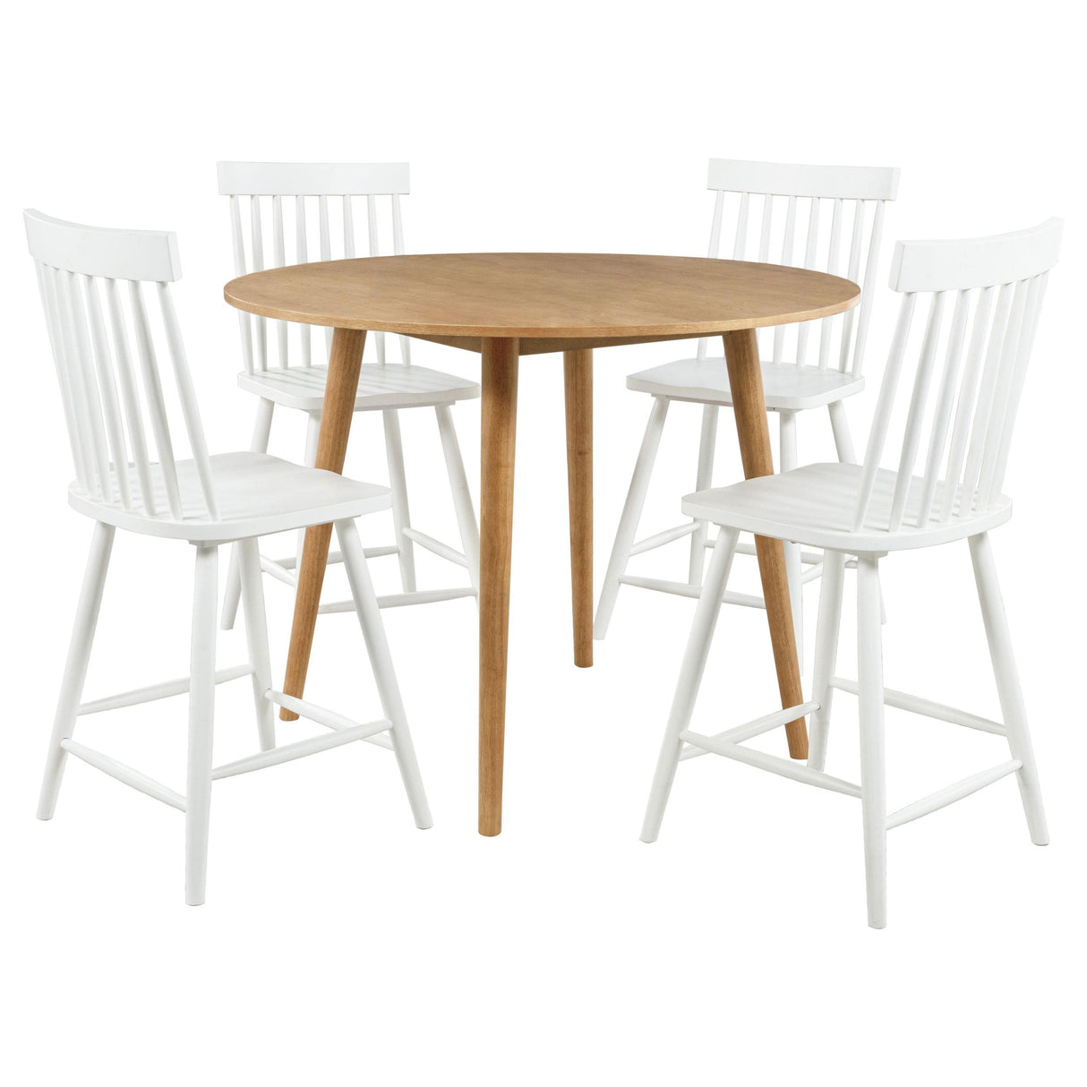 Andrews Light Ash and White 5-Piece Round Counter Dining Set from Coaster - Luna Furniture