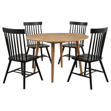 Andrews Light Ash and Black 5-Piece Round Dining Room Set from Coaster - Luna Furniture